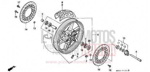 VORDERRAD (CB750F2) CB750F2S de 1995